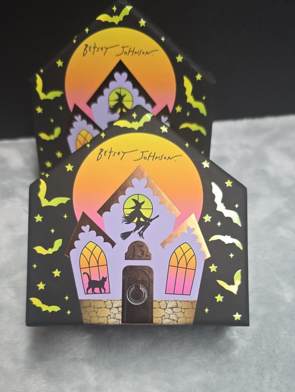 Betsey Johnson Black Haunted House Party Favor Box with Purple & Orange Accents